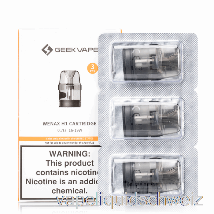 Geek Vape Wenax H1 Ersatzkapseln 0,7 Ohm Wenax H1 Kartuschen Vape Liquid E-Liquid Schweiz